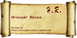 Hrncsár Rózsa névjegykártya